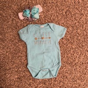NWOT Handmade Headband & Onesie Set